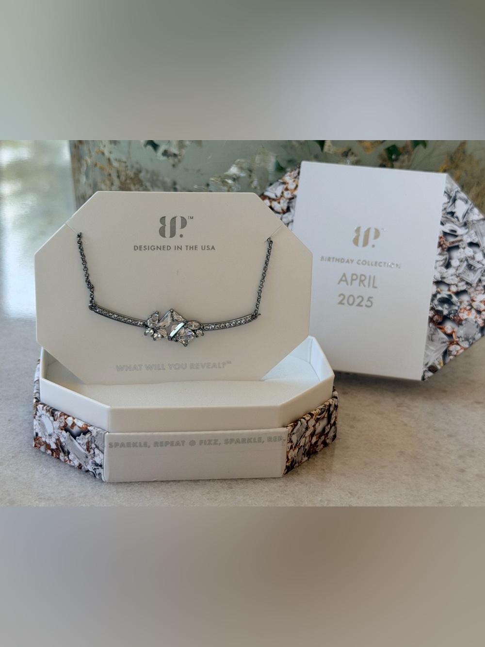 April Birthstone Silver Crystal Necklace - Delicate Cluster